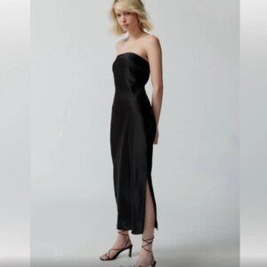 NWT - Urban Outfitters Rina Satin Black Strapless Dress. SOLD OUT STYLE